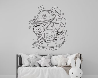 Astronaut Wall Decal Outer Space Wall Decor for Kids Bedroom Astronaut Wall Art (K259)