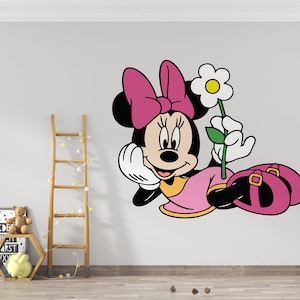 Minnie Mouse Wall Decal Cartoon Wall Decor For Kids Nursery Personalized Name Wall Decal  Minnie Mouse sticker (K1049)