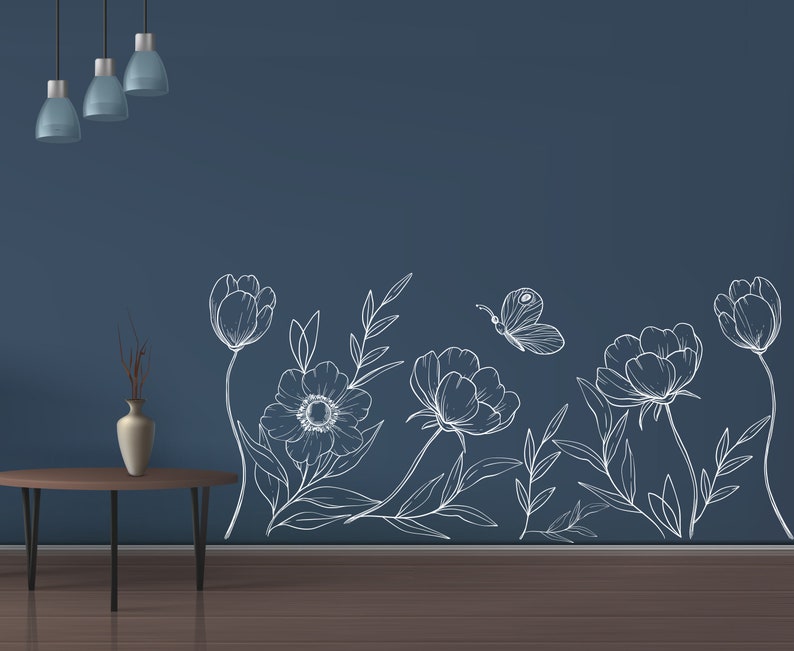 Flowers Wall Decal/ Flowers Wall Decal/ Flower Decals Wall Etsy