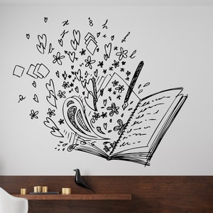 Book wall decal/Home Interior Decor/ Library Wall Decal (K641)