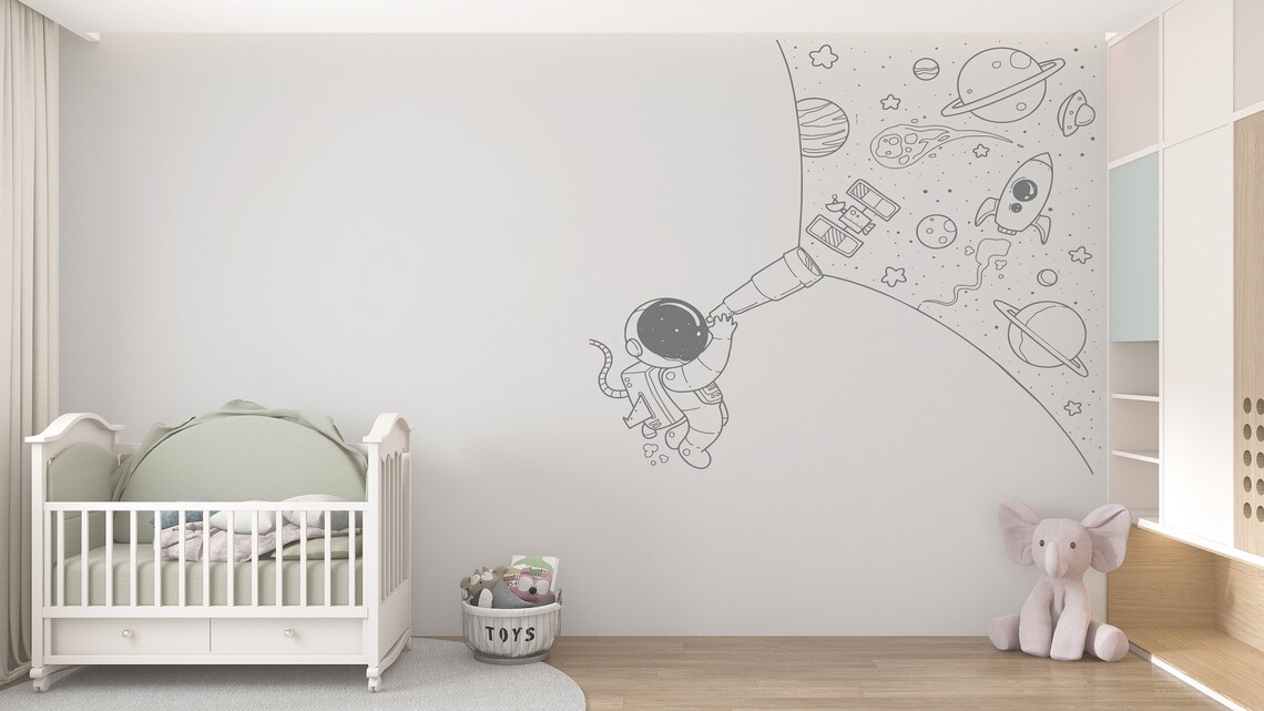 Astronaut Wall Decal Outer Space Wall Decor for Kids Bedroom - Etsy