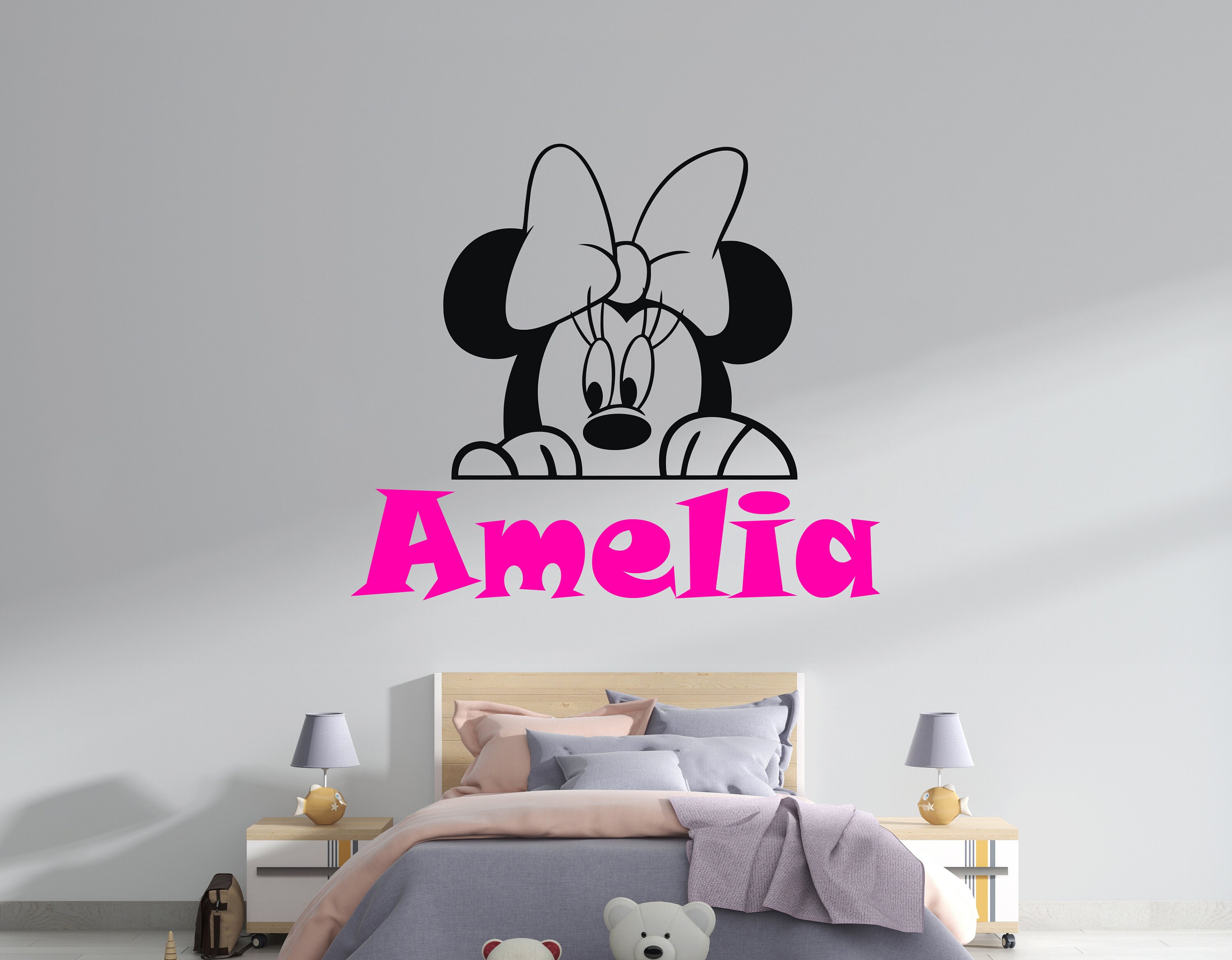 Minnie Mouse Wall Decal Cartoon Wall Decor for Kids Nursery Etsy