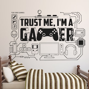 Gamer Wall Decal Video Games Wall Sticker Controller Wall Decor for Boys  (K391)