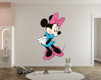 Minnie Maus Wandtattoo Cartoon Wanddekoration Für Kinder Kinderzimmer Personalisierte Name Wandtattoo (K1041)