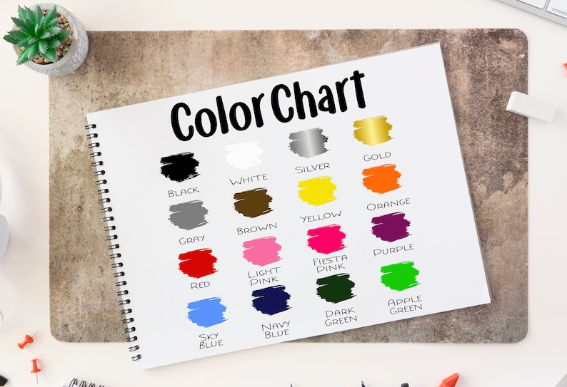 Puede incluir: Carta de colores con 16 muestras de colores, incluyendo negro, blanco, plata, oro, gris, marr&oacute;n, amarillo, naranja, rojo, rosa claro, rosa fiesta, morado, azul cielo, azul marino, verde oscuro y verde manzana.
