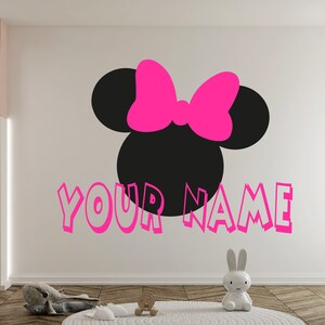 Minnie Mouse Wall Decal Cartoon Wall Decor For Kids Nursery Personalized Name Wall Decal (K207)