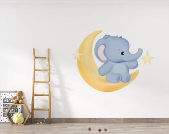 Elephant Wall Decal/ Cute Elephant Wall Decals/Animals wall decal/Nursery Sticker Over the Bed/ Baby Nursery Stickers (K421)