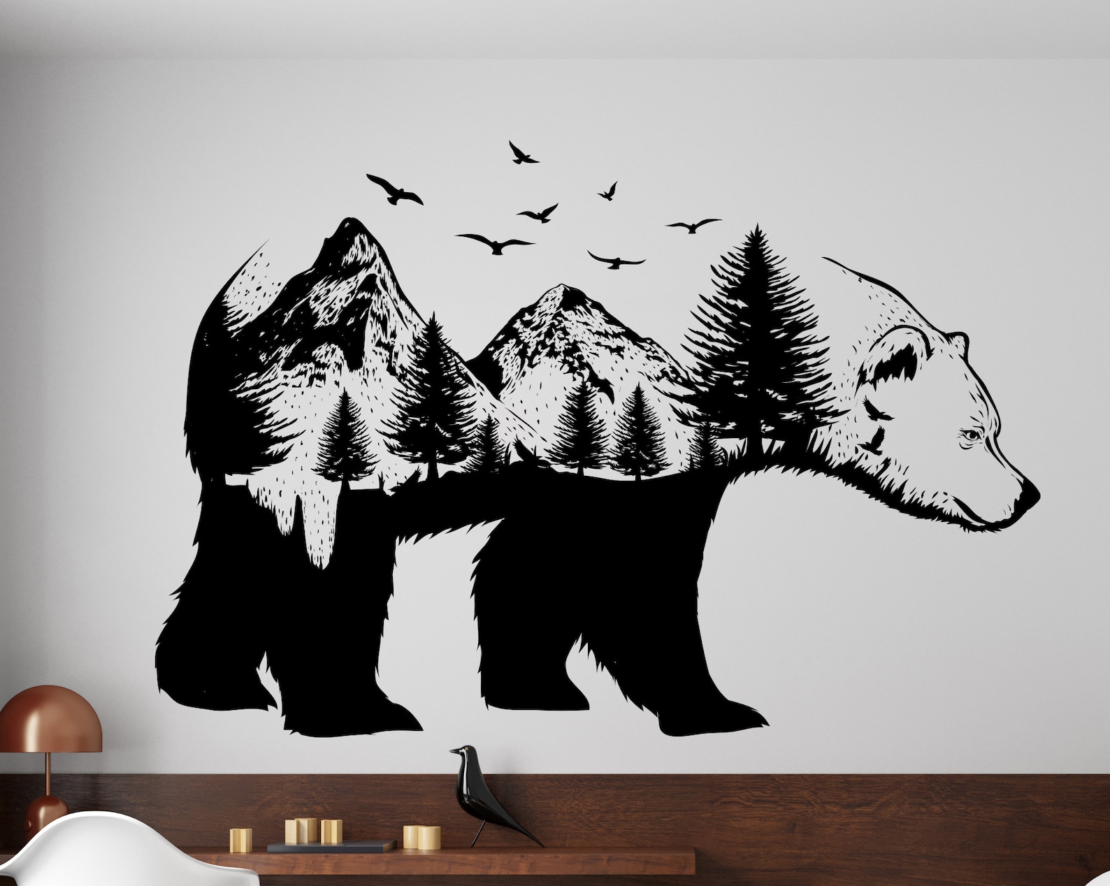 Bear Mountain Wall Sticker/ Bear Wall Decal/animals Wall Etsy