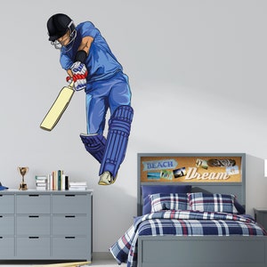 Cricket Wall Decal/ Sports Wall Decal/ Boys Room Decal/ Cricket Player ...