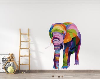 Décalcomanie murale éléphant/art mural éléphant/ décalcomanie murale animaux de la jungle/ décalcomanies murales éléphant mignon/ décalcomanie murale animaux/autocollants pour chambre de bébé K1465