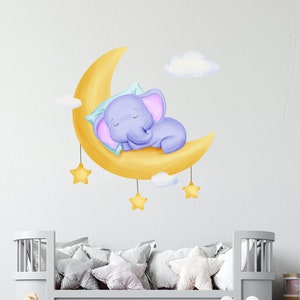 Elephant Wall Decal/ Cute Elephant Wall Decals/Animals wall decal/Nursery Sticker Over the Bed/ Baby Nursery Stickers (K418)