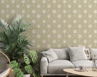Floral Wallpaper/ Wallpaper With  Dandelion/ Nursery Wallpaper/ Botanical Wallpaper/ Seamless Floral Wall/ (KB W38)
