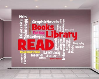 Library Wall Decal/ Classroom Wall Decal/ Reading Wall Decal/ Library Interior Decor/ (K1487)