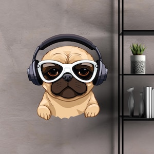 Dog Wall Decal/ Pug Wall Decal/ Animal Wall Decal/Colorful Dog Wall Decal/ Nursery Wall Stickers/ Doggie Stickers/ Home Décor (K1472)