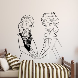 Frozen Wall Decal Princess Elsa and Anna Wall Decor for Girls Bedroom (K346)