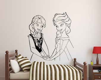 Frozen Wall Decal Princess Elsa and Anna Wall Decor for Girls Bedroom (K346)