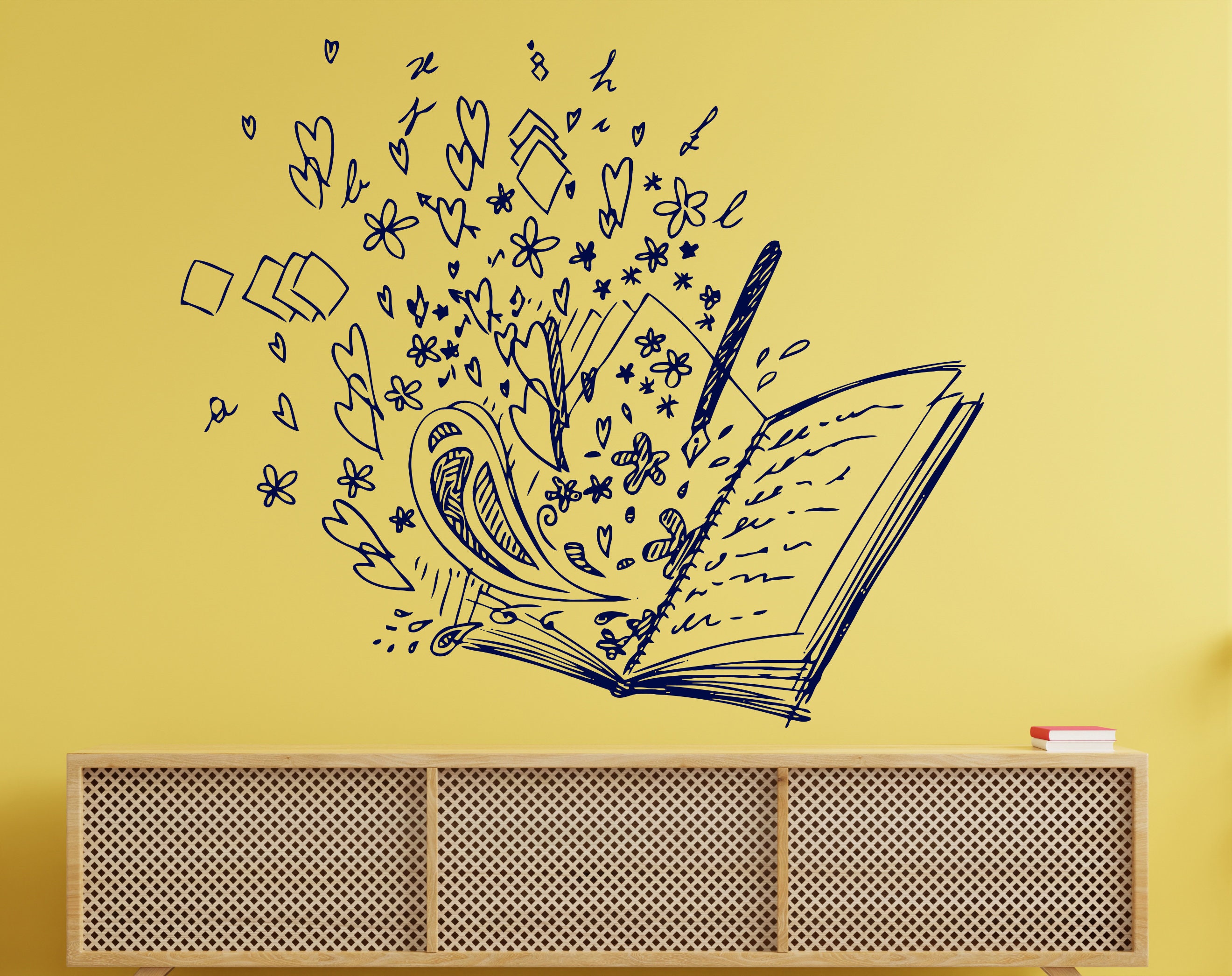 Book Wall Decal/home Interior Decor/ Library Wall Decal K641 Etsy