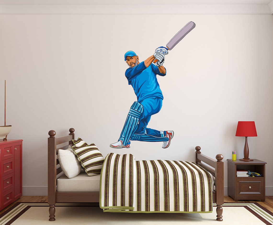 Cricket Wall Decal/ Sports Wall Decal/ Boys Room Decal/ Cricket Player ...