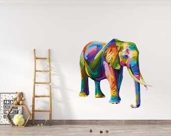 Décalcomanie murale éléphant/art mural éléphant/ décalcomanie murale animaux de la jungle/ décalcomanies murales éléphant mignon/ décalcomanie murale animaux/autocollants pour chambre de bébé K1464