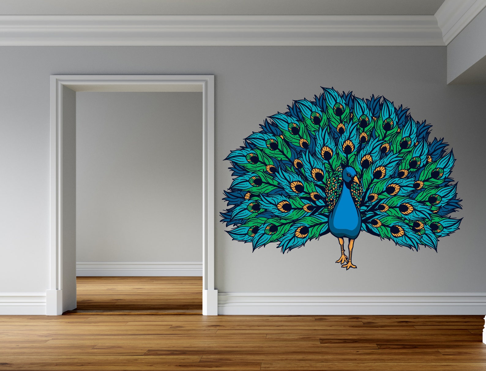 Peacock Wall Decal / Peacock Wall Sticker/ Bird Wall Decor/ Etsy