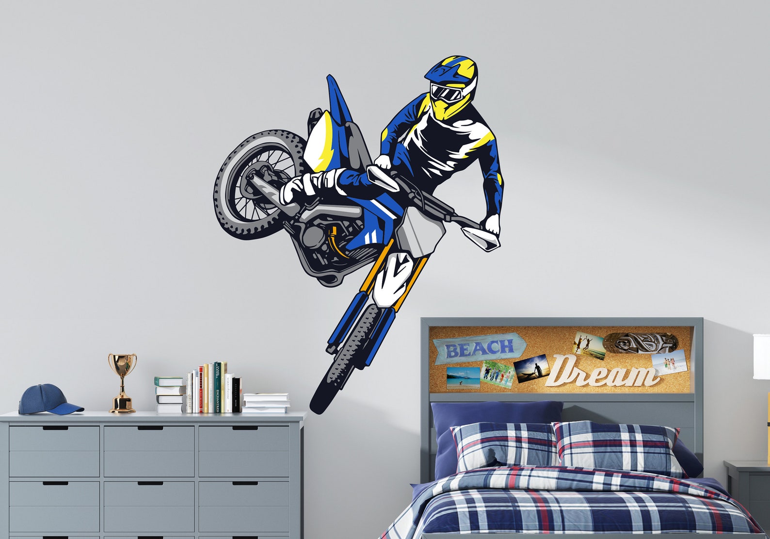 Motorcycle Wall Decal Dirt Bike Wall Sticker Motorcycle Rider Etsy