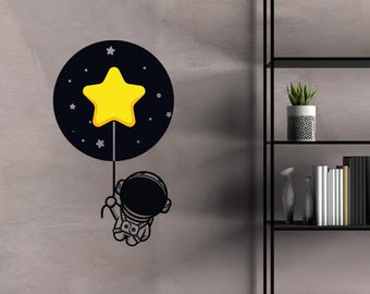 Astronaut Wall Decal Outer Space Wall Decor for Kids Bedroom Astronaut Wall Art (K329)