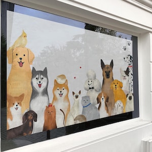 Pet Grooming Wall Mural/ Grooming Salon Wall Mural/ Pet Shop Décor/ Mural for Veterinary Clinic/ Dog Grooming Wallpaper/ 3D Mural (KB W372)