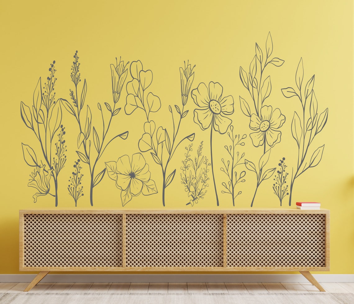Flowers Wall Decal/ Flowers Wall Decal/ Flower Decals Wall Etsy