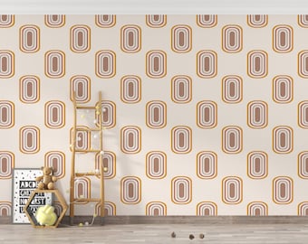 Boho Wallpaper/ Nursery Wallpaper/ Abstract Modern/  Baby Room Wallpaper/  Wallpaper/ Beige Boho Peel and Stick Wallpaper/ (KB W20)