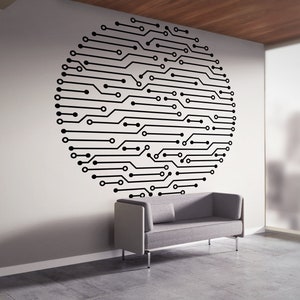 Circuit Board Wall Decal. Technology Wall Decal. Office Wall Decal. Business Wall Decal. Gamer Room Decal. Technology Vinyl Art   (K1199)