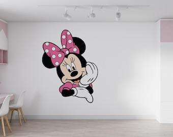 Minnie Maus Wandtattoo Cartoon Wanddekoration Für Kinder Kinderzimmer Personalisierte Name Wandtattoo (K1050)