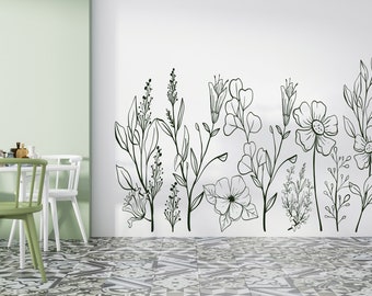 Flowers Wall Decal/ Flowers Wall Decal/ Flower Decals Wall Decor/ Peonies Wall Decal/ Chamomile Wall Decal/Roses Wall Decal (K703)