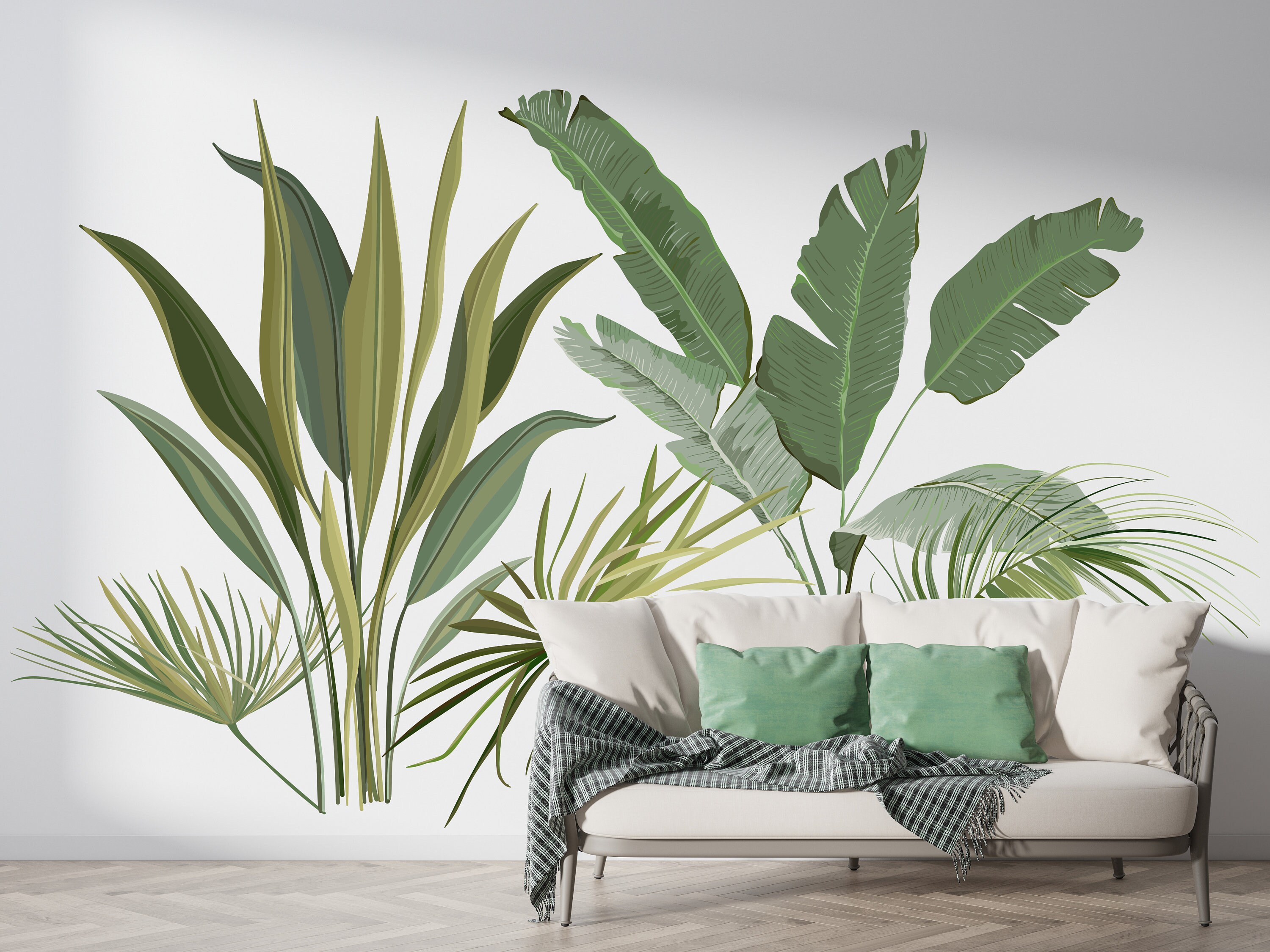 Tropical Wall Decal/ Monstera Wall Decal/ Tropical Leaves Wall Etsy