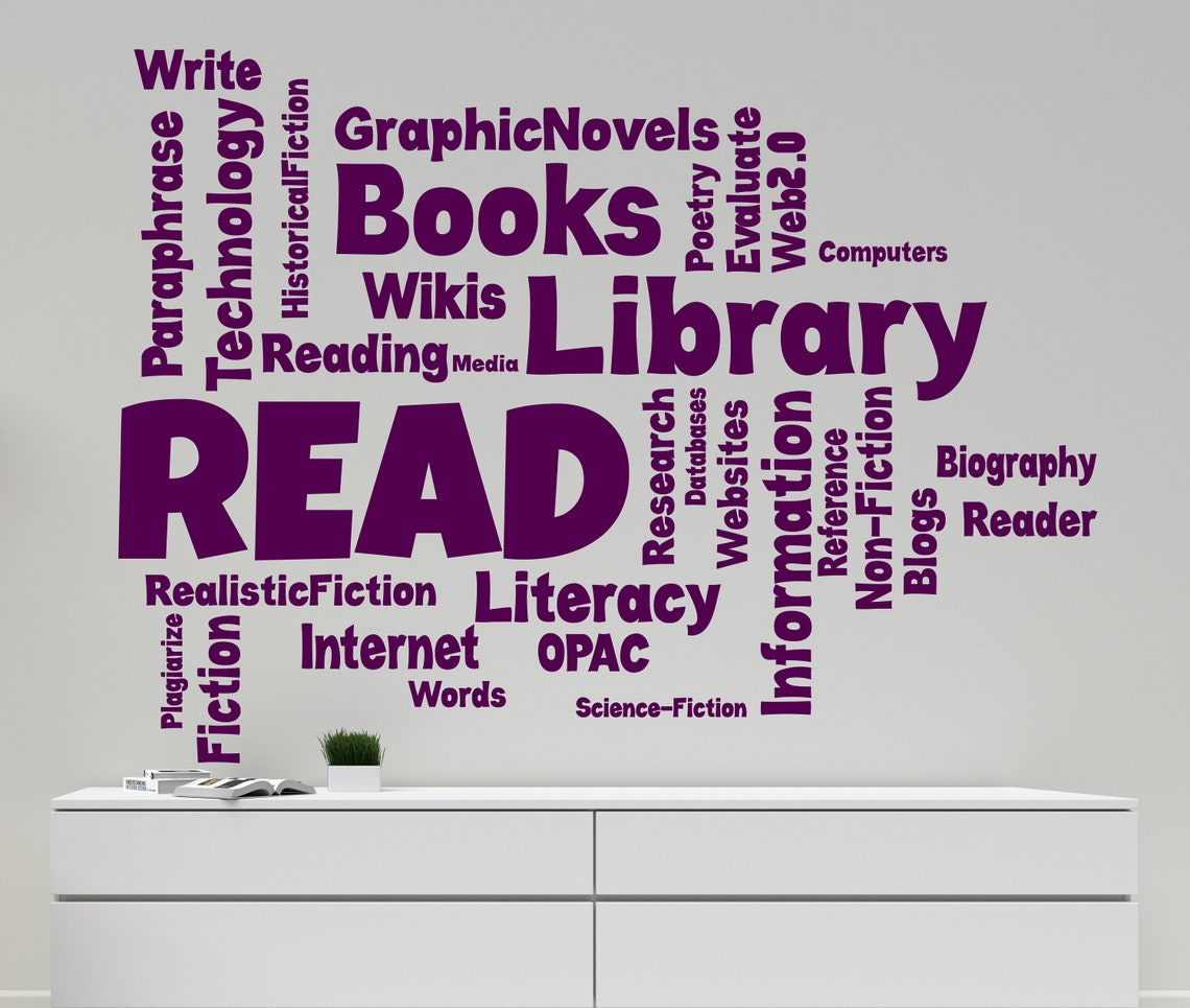 Library Wall Decal/ Classroom Wall Decal/ Reading Wall Decal/ Library ...