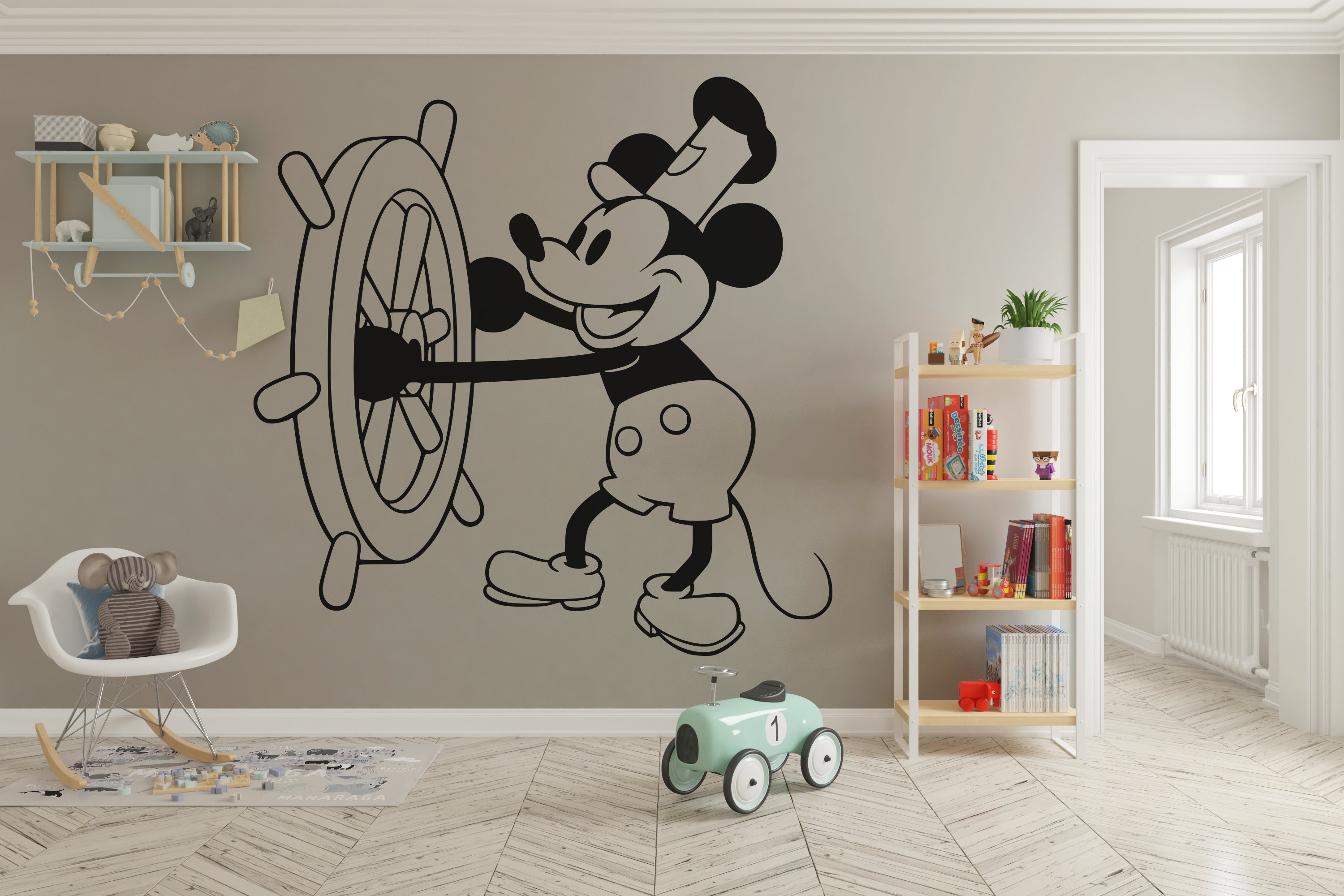 Mickey Mouse Wall Decal Cartoon Wall Decor for Kids Nursery | Etsy