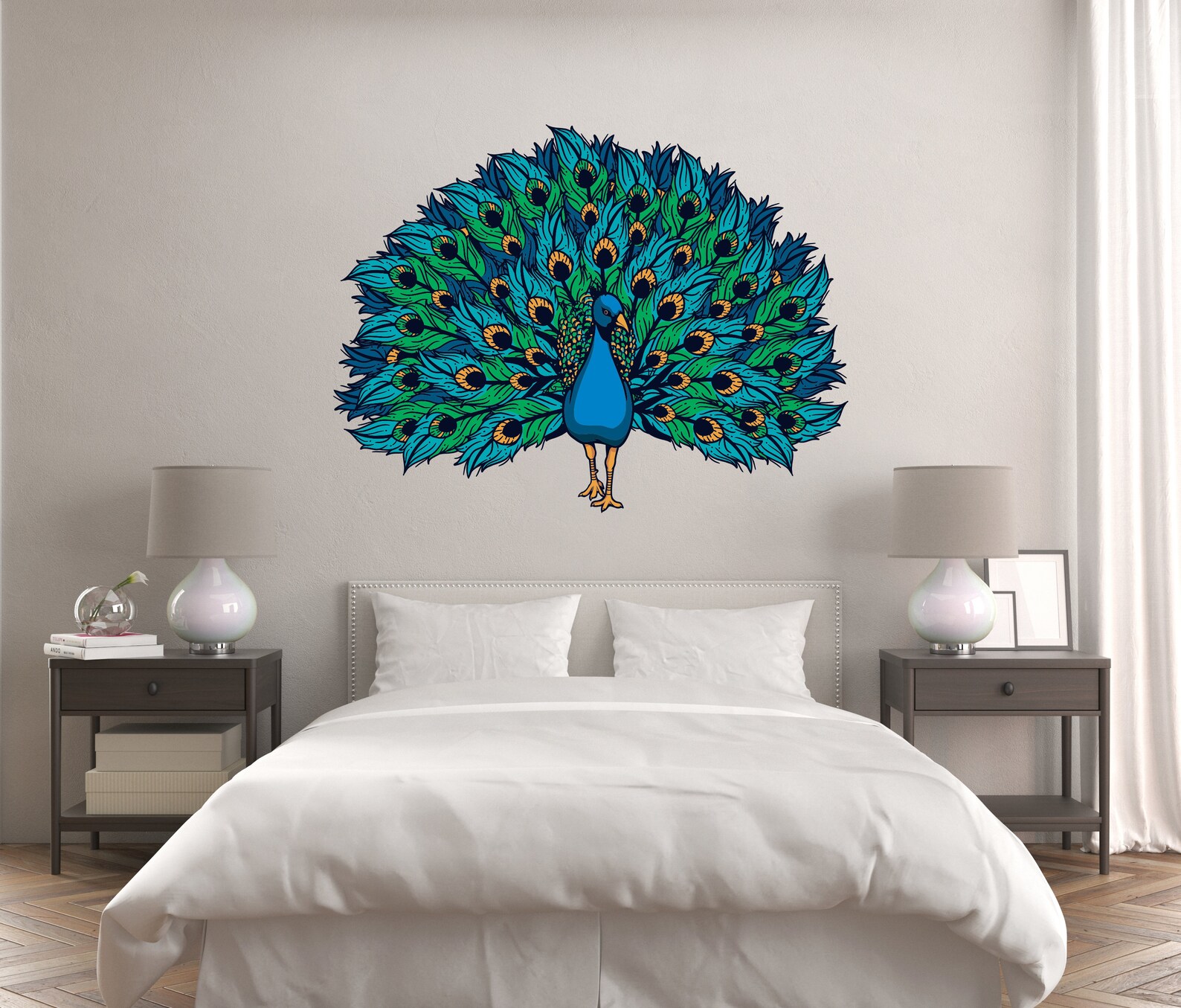 Peacock Wall Decal / Peacock Wall Sticker/ Bird Wall Decor/ Etsy