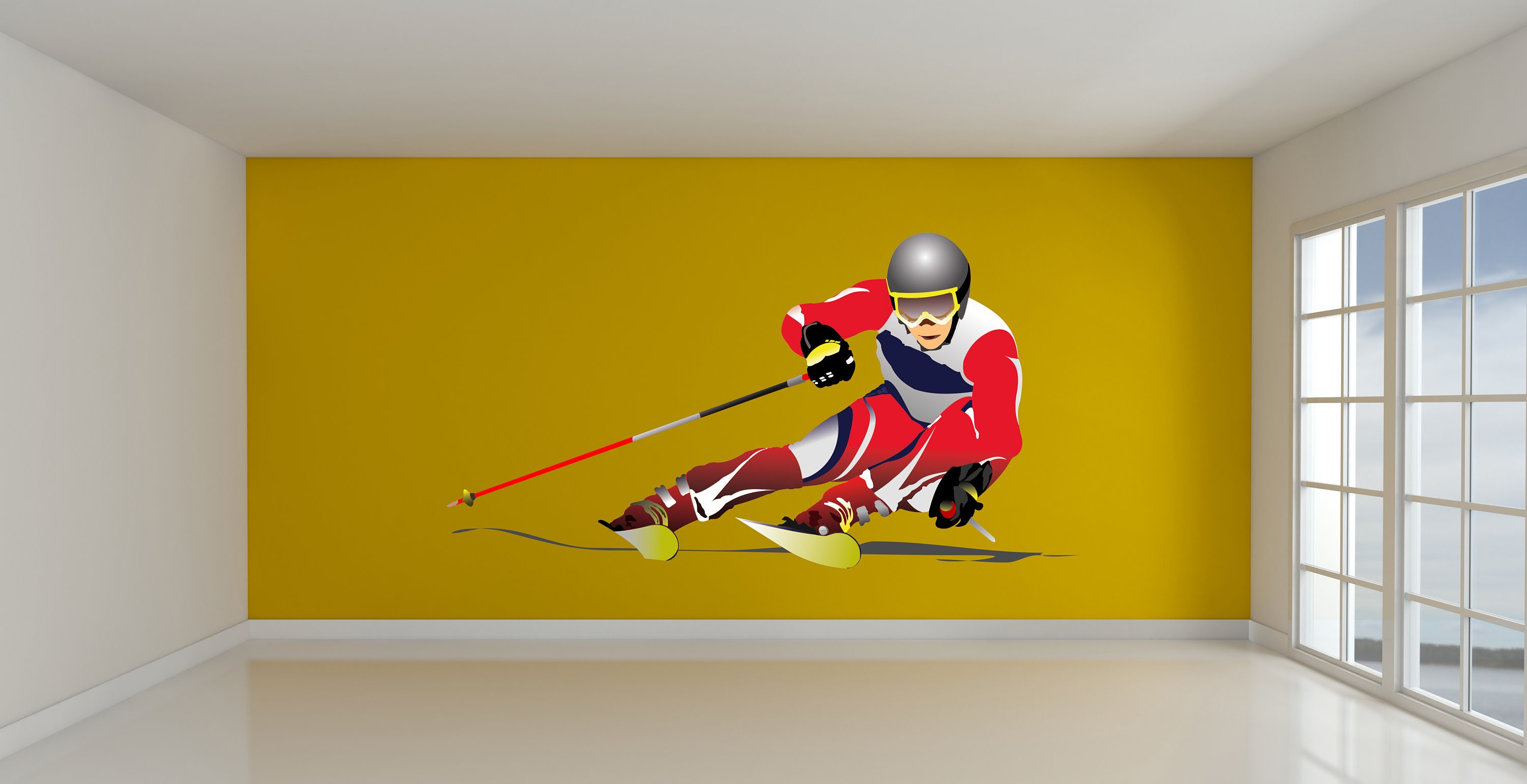 Ski Wall Decal/ Skier Wall Decal/ Ski Jump Decal/ Winter Sports Decal ...