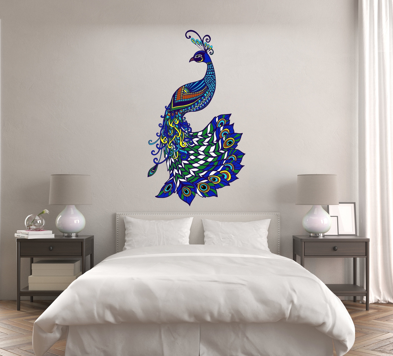 Peacock Wall Decal / Peacock Wall Sticker/ Bird Wall Decor/ Etsy