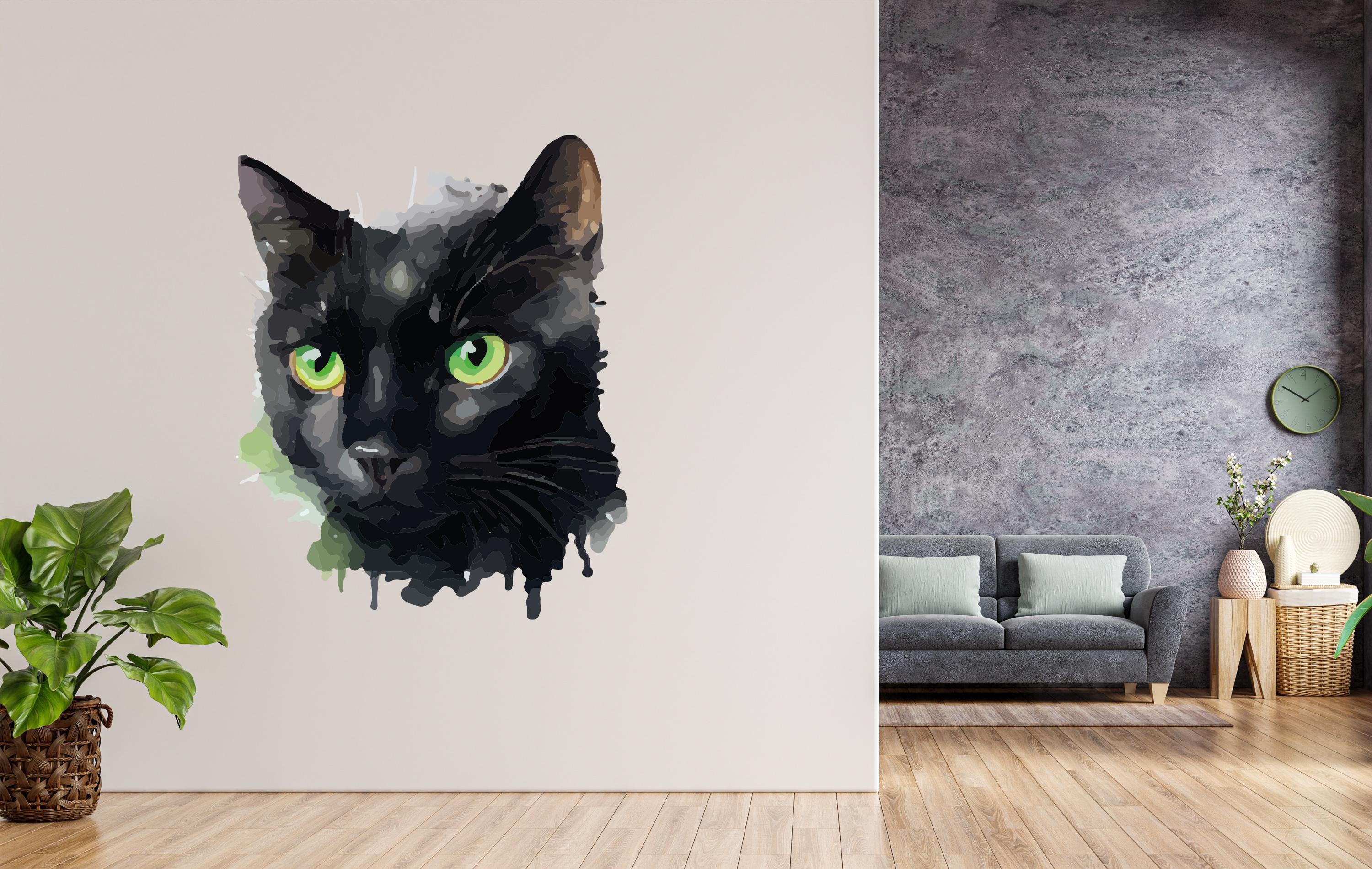 Adesivi Murali Gatto E Cane Nero - Decorazione Per Stanza Animali Domestici