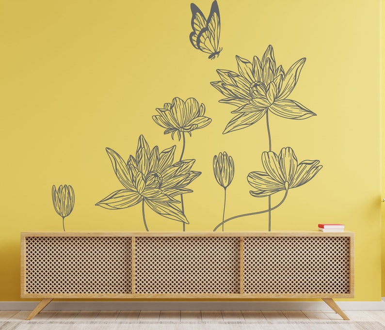 Flowers Wall Decal/ Flowers Wall Decal/ Flower Decals Wall Etsy