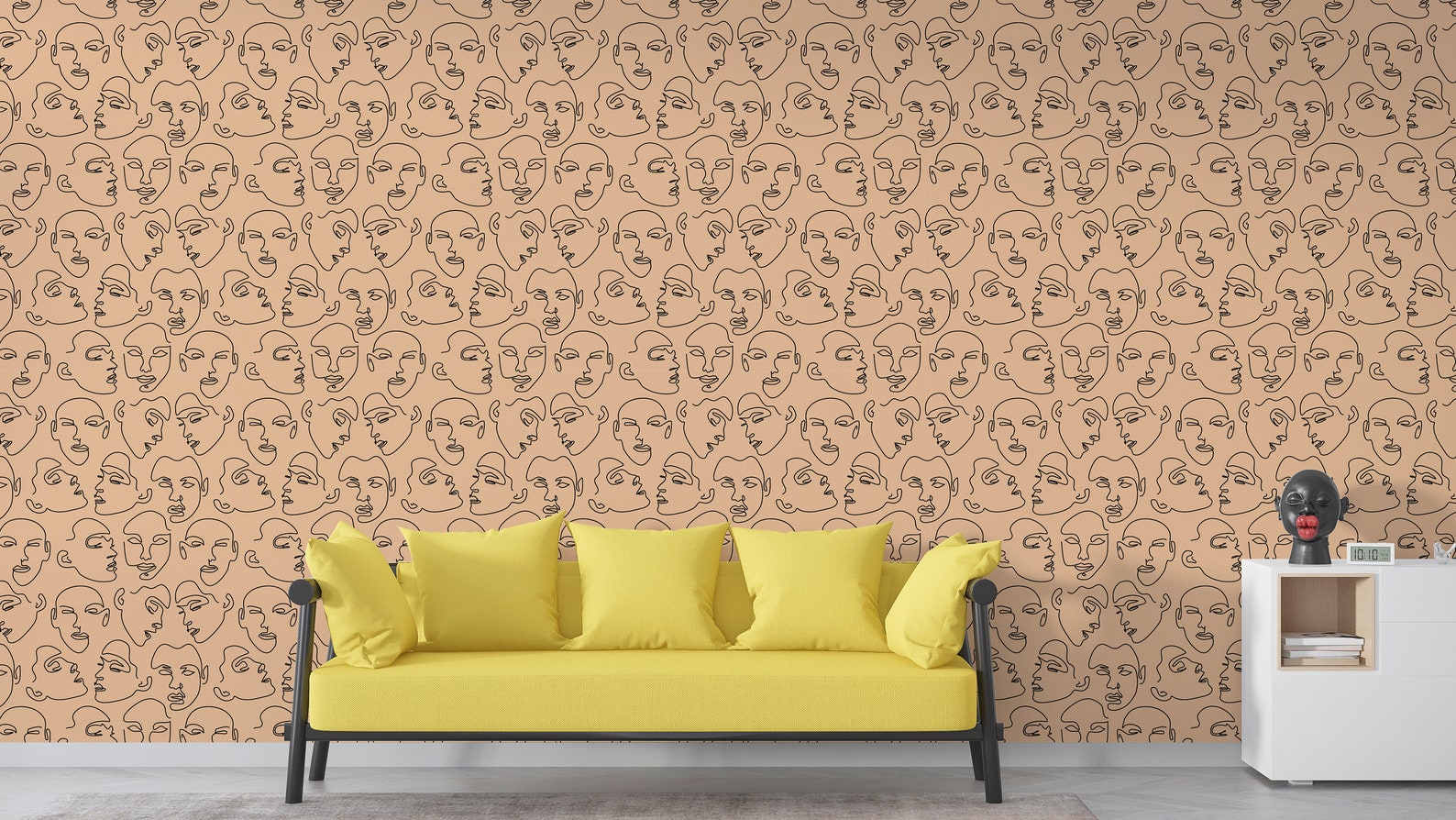 Boho Wallpaper/ Abstract Modern Wallpaper/ Beige Boho Peel and Etsy