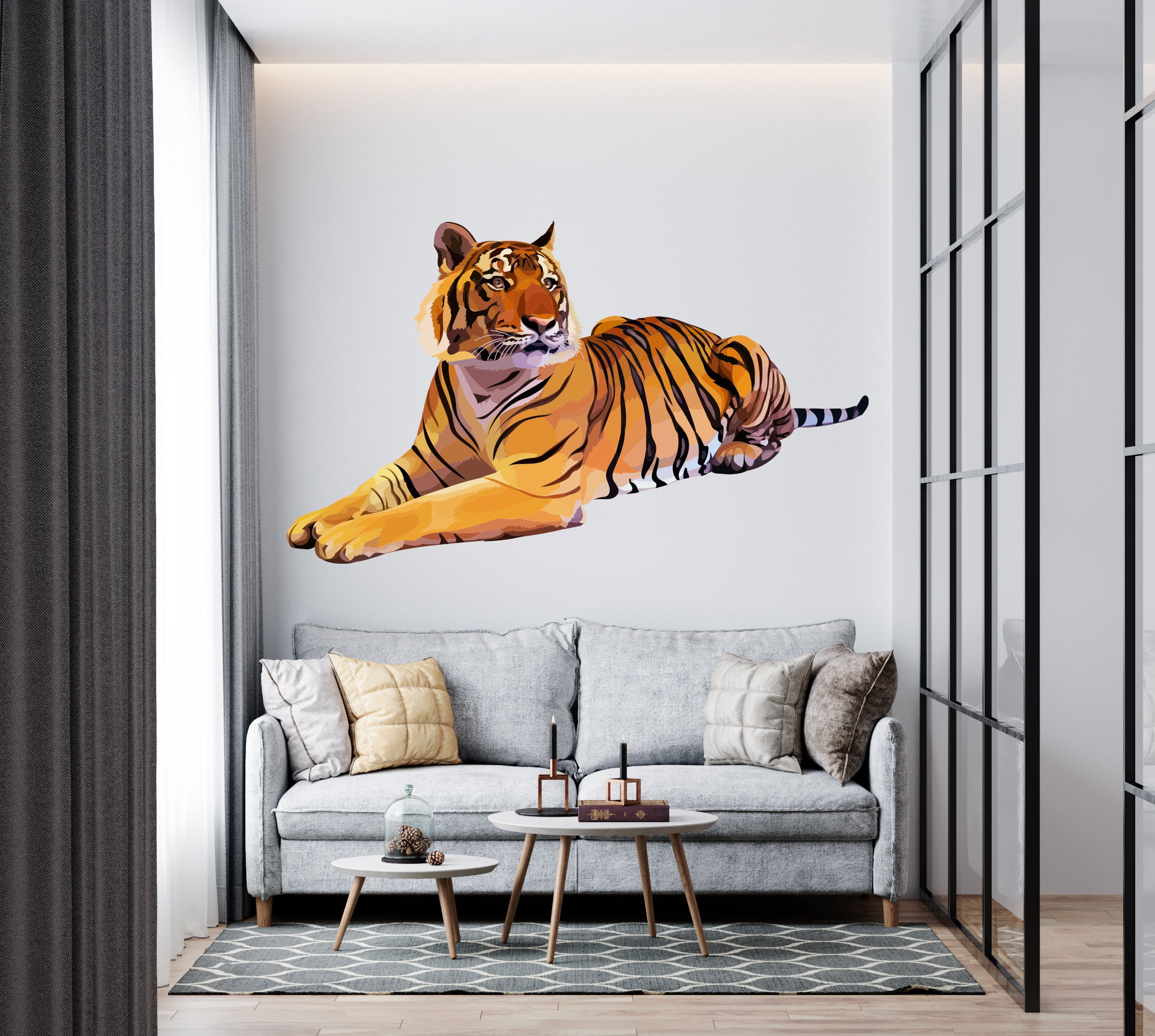 Sacinora Ferocious Tiger Wall Stickers - Removable Vinyl Decals, 11"x26.8", Living Room & Kids Room Decor - View #2