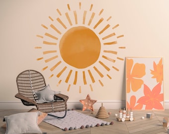 Wandtattoo Sonne/ Boho Wandtattoo Sonne/ Boho San abstrakte Wandkunst/ abstrakte moderne Wandkunst/ geometrische Wanddekor (K802)
