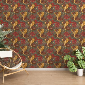 Asian Wallpaper/ Dragon Wallpaper/ Removable Wallpaper Peel and Stick/ Traditional  Self Adhesive Wallpaper/ Modern Wallpaper (KB W9)