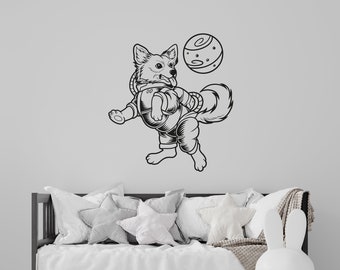 Astronaut Wall Decal/ Decal for Nursery/  Space Wall Decal/ dog wall decal/ Astronaut - Dog Wall Decal (K256)