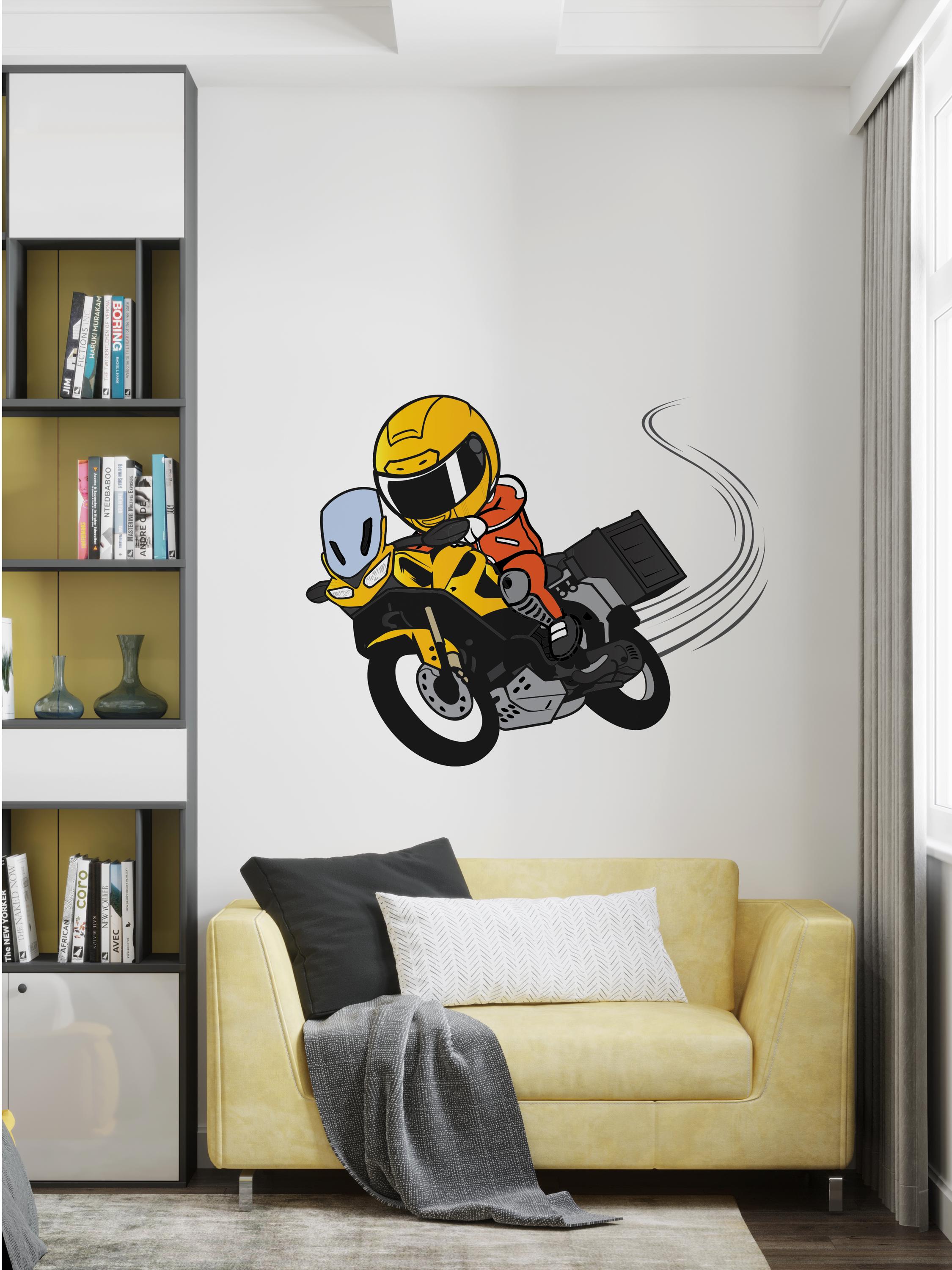 Adesivi Murali Rimovibili Motocicletta - 23,6 X 29,5 Pollice, Decalcomanie In Vinile Per Camera Ragazzi, Tema Moto, Impermeabile, Riutilizzabile - 2