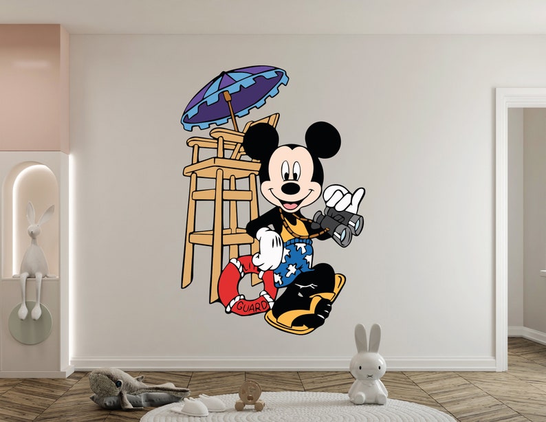 Mickey Mouse Wall Decal Cartoon Wall Decor for Kids Nursery Etsy
