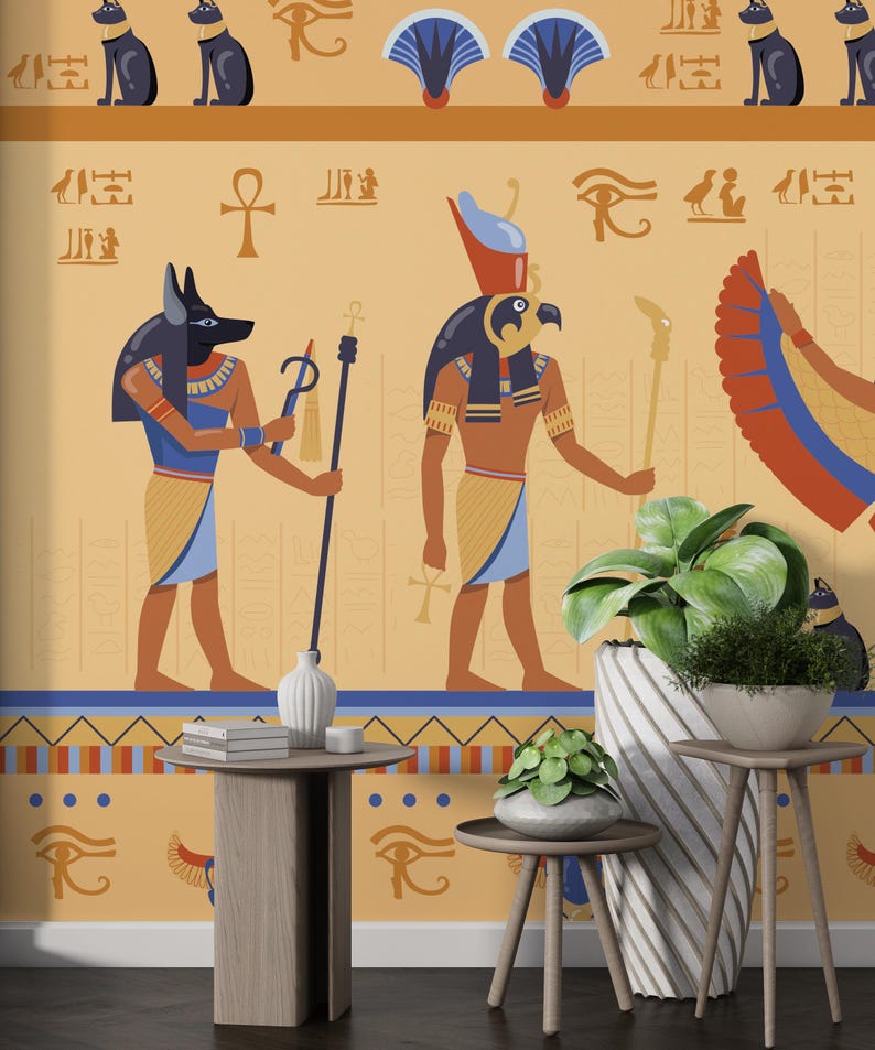 Ancient Egypt Gods Mural/ Egyptian Wall Mural/ Egyptian Gods Wall Mural ...