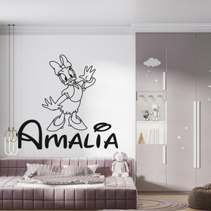 Daisy Duck Wall Decal/ Cartoon Wall Décor For Kids Nursery  Personalized Name Wall Decal/  Nursery Kids Bedroom Décor/ Vinyl Sticker K1337