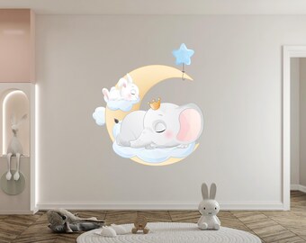 Sticker mural éléphant/ Stickers muraux éléphant mignon/autocollant mural animaux/autocollant pour chambre d'enfant au-dessus du lit/autocollants pour chambre de bébé (K427)